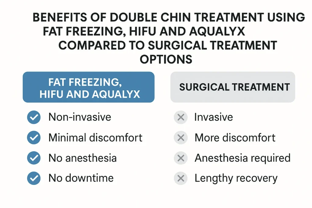 Graphic about the benefits of double chin treatment Ramsey - from LA LIPO