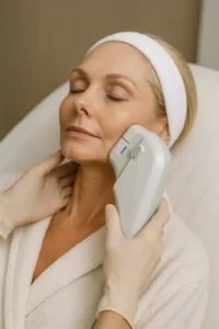 Woman receiving HIFU non surgical facelift treatment Ramsey
